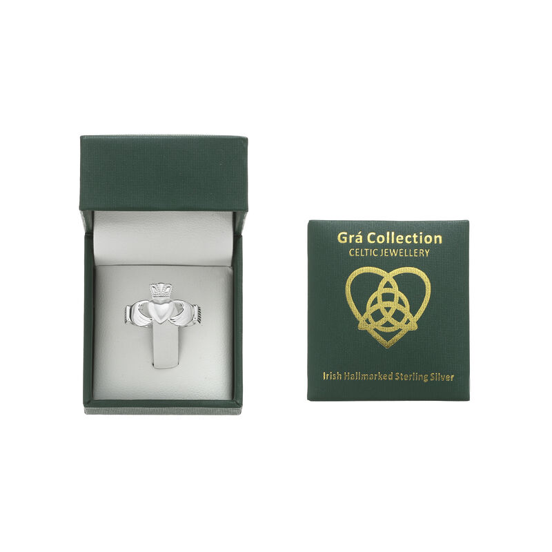 Grá Collection Plain Claddagh Mens Ring Sterling Silver